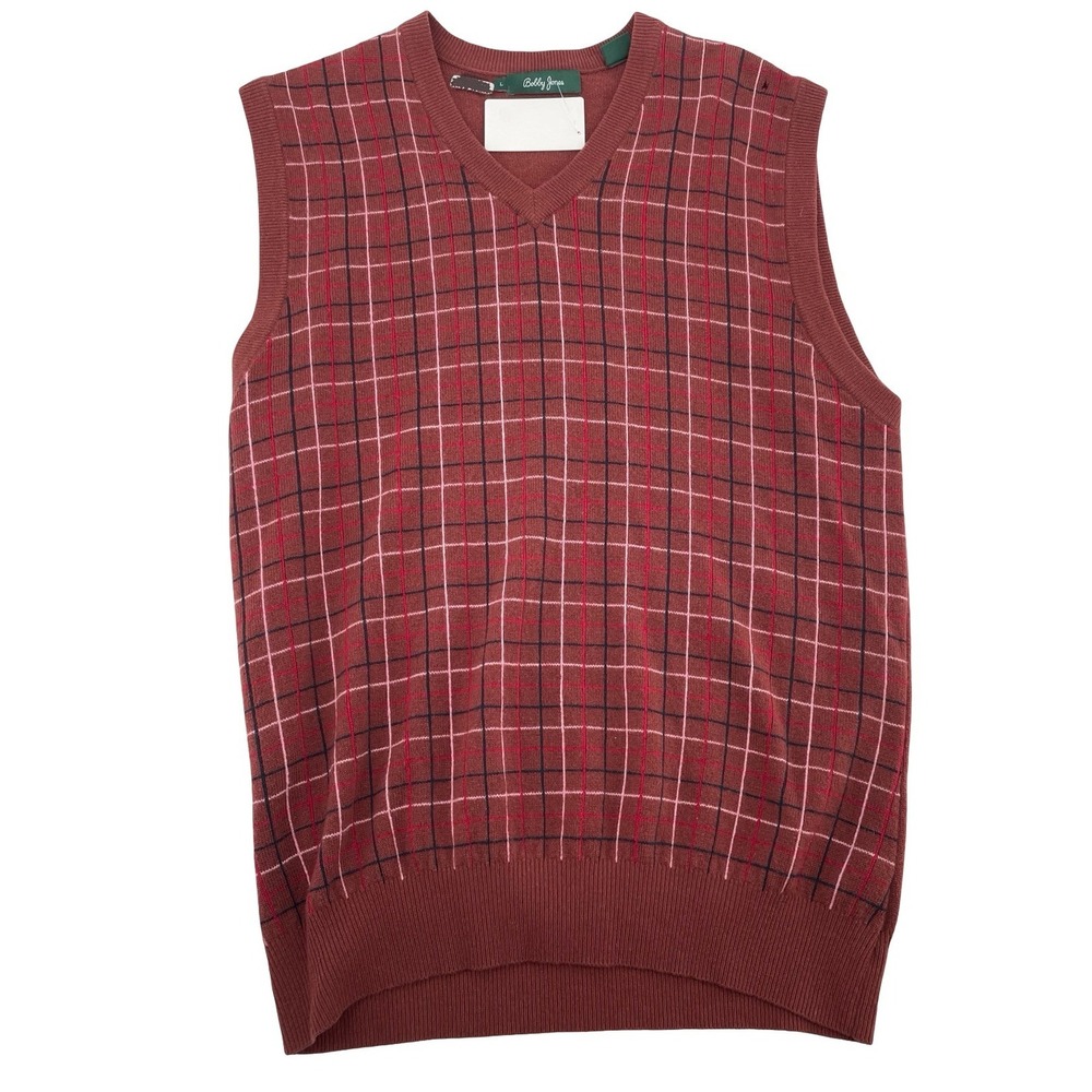 Bobby Jones Men's Sweater Vest V-Neck Burgundy Wool Cashmere Large